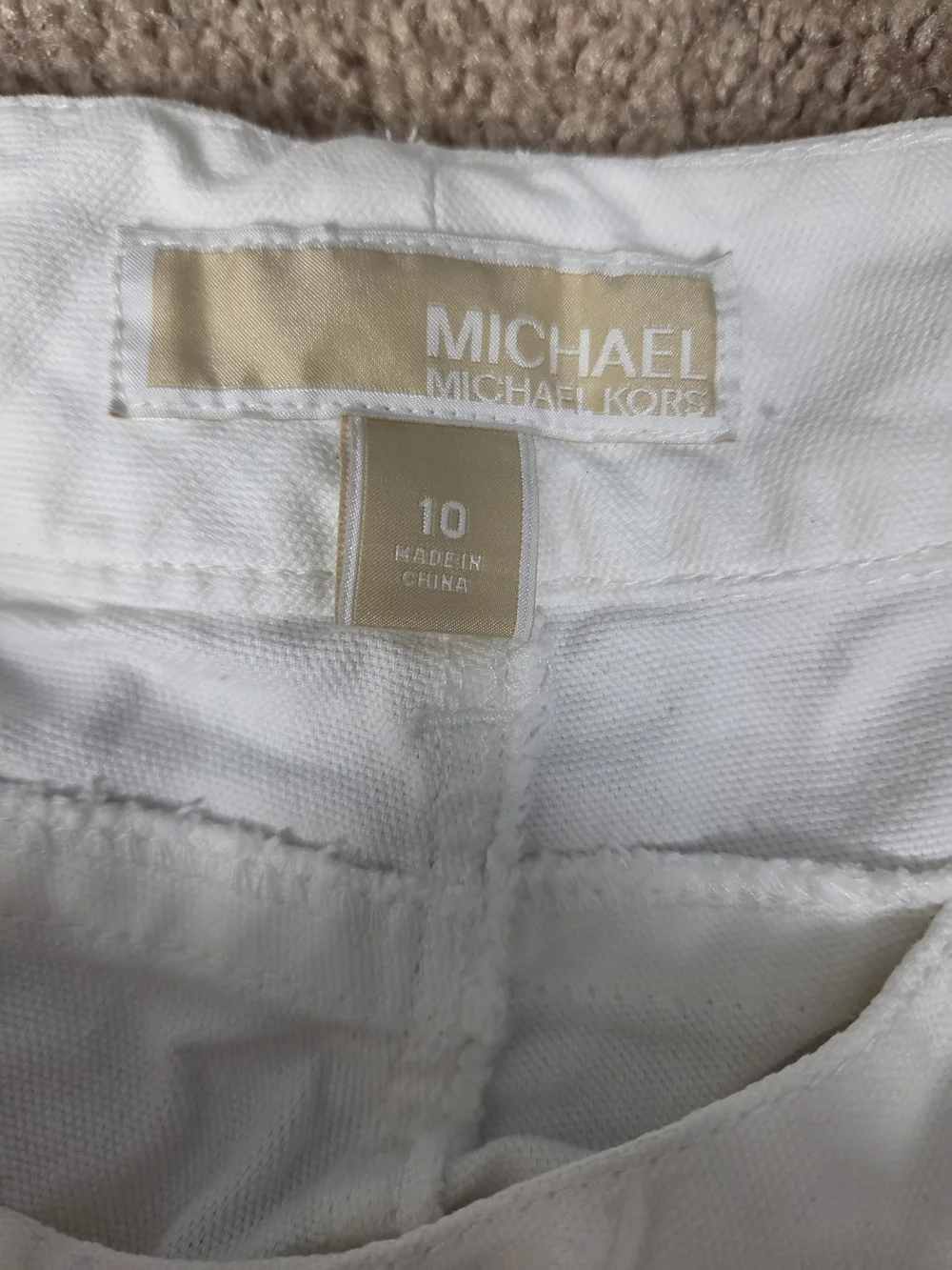 Michael Kors White Cotton Blend Pants with Beige Label